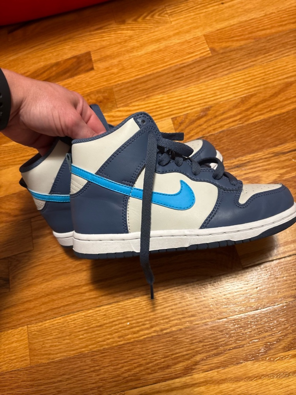 LITTLE KIDS' NIKE DUNK HIGH "LIGHT BONE DIFFUSED BLUE"